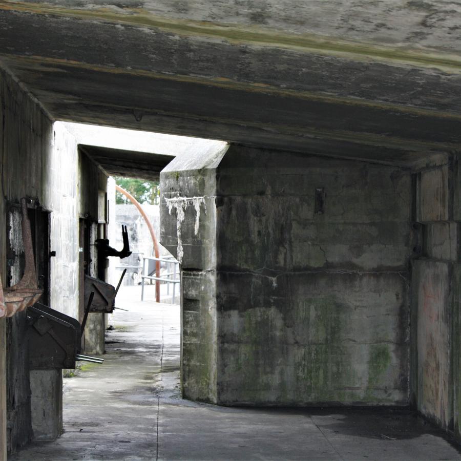 Hallway through the batteries along the Battery Row trail.